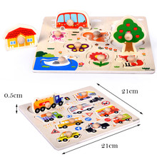 Drop shipping 9 Piece Wooden Animal Puzzle Jigsaw Early Learning Baby Kids Educational Toys YE11.29 2024 - buy cheap