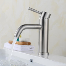 Acero inoxidable 304 Cuenca del grifo del baño níquel cepillado solo mango sólido mezclador de lavabo frío Caliente agua del grifo montado cubierta 2024 - compra barato