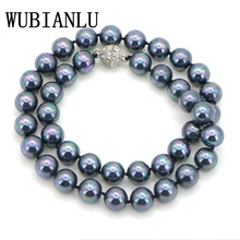 WUBIANLU 10mm Black South Sea Shell Pearl Necklace 18 Inches Neck Chokers Necklace Women Costume Jewelry floating charms Lot 2024 - buy cheap