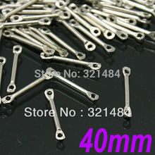 Wholesale 1000pcs 40mm Dull Silver Plated Tone Metal Straight Bar Link Connectors tube spacer jewelry findings accessories 2024 - buy cheap