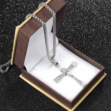 KUNIU Classic Cross Pendant Chain Necklace with Crystal Stone for Men Women Gift Party Wedding Jewelry 2024 - buy cheap
