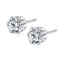 Baffin 6mm Round CZ Stud Earrings for Wedding Jewelry Fashion Elegant Silver Color Stone Earrings Dropshiping Wholesale Bijoux 2024 - buy cheap