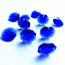 Cuentas octogonales de cristal azul de 14MM con 2 agujeros, cuentas colgantes de, decoración de bricolaje, 100 Uds. 2024 - compra barato