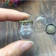 5sets 20*15mm Glass globe with bronze jewelry findings glass vial pendant wishing bottle dome cover necklace pendant charms 2024 - buy cheap