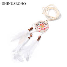 SHINUS BOHO Trendy Dreamcatcher Necklaces for Women Openwork Circle Feather Pendants Rope Chain Necklace Female Reiki Jewelry 2024 - buy cheap