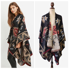 Top Fashion Limited Black Acrylic Adult Women Poncho Blanket Cape Oversize Geometric Tribal Aztec Style Ponchos Shawls Wraps 2024 - buy cheap