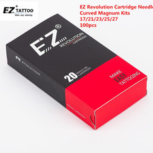 100 PCS EZ Revolution Tattoo Needles Cartridges Curved Magnum 17/21/23/25/27 Mixed  kits for Rotary Tattoo Machine and Grips 2024 - buy cheap