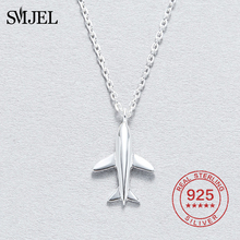 SMJEL Handmade Real 925 Sterling Silver Airplane Pendant Necklace Women Plane Aircraft Fashion Jewelry Men Birthday Gifts 2024 - buy cheap
