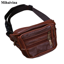 Mihaivina Fashion Leather Waist Packs Men's Multifunction Travel Bags Funny Chest Pack Male Pack Belt Hiqh Quality Men Waist Bag 2024 - buy cheap