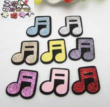 30PCS/Lot 3x3.3cm Shiny Musical note Padded Applique Crafts for Children Headwear Hair clip Accessories 2024 - buy cheap