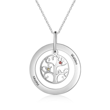 Personalized Necklace Stainless Steel Jewelry Round Tree Pendant Engraved 2 names DIY Birthstones Friendship Gift for Women 2024 - buy cheap