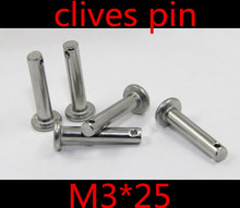 50pcs/lot M3*25  3mm  M3 304 stainless steel Clevis Pin,Flat head cylindrical pin with hole 2024 - buy cheap