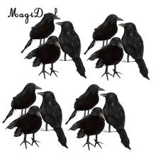 12 pieces Black Feathered Small Crows Birds Ravens Props Halloween Decor 2024 - buy cheap