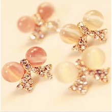 Mini order $1 ) Korean jewelry fine imitation  stud earrings for women beads 4ED48 2024 - buy cheap
