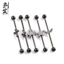 Mixed Designs 14 Gauge Black Titanium Anodized 3D Logo Industrial Barbell Body Jewelry 2024 - buy cheap