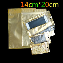 Wholesale 14*20cm Golden / Clear Self Seal Zipper Plastic Retail Package Packaging Bag Ziplock Storage Bag Packing W/ Hang Hole 2024 - buy cheap