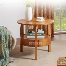 Mini Mesa Redonda pequeña de madera maciza de XJ-82028, mesa de té de salón de almacenamiento para dormitorio, mesa de centro esquinera, mesa lateral para sofá, 1 cajón 2024 - compra barato