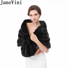 Janevini jaqueta feminina de pele, casamento de inverno com capa branca preta, jaqueta de pele para festa, baile de ombro, bolero, 2018 2024 - compre barato