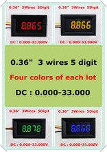 Voltímetro Digital RD, 4 colores, 0,36 pulgadas, tres cables, 5 dígitos, CC 0-33V, pantalla LED, [4 unids/lote] 2024 - compra barato