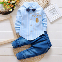 new 2016,baby boy clothes,autumn spring, children clothing set,kids clothing,sport suit,long sleeve shirt + jeans pants 2pcs set 2024 - buy cheap