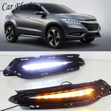 2 шт. для Honda HRV HR-V 2014 2015 2016 2017 2018 Wtih реле сигнала поворота водонепроницаемые ABS автомобильные DRL 12V светодиодные дневные ходовые огни 2024 - купить недорого