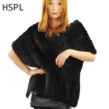 HSPL 2021 Hot Thick Rex Rabbit Fur shawl Knit Wedding fur shawl Women Fur Wrap Cape Winter Big Long Knit Thick Soft Scarf 2024 - buy cheap