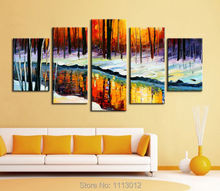 High Quality Birch Tree Oil Painting On Canvas 5 pcs Set Home Abstract Wall Art Decoration Modern Picture For Living Room Sale 2024 - buy cheap