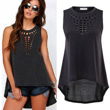 Hot New 2019 Women Retro Black Hollow Out Tank Tops Sexy Vest Sleeveless blusa Casual Loose Shirt Blouse Crochet Tops Cheap 2024 - buy cheap