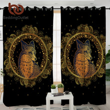 BeddingOutlet Golden Fox Living Room Curtains Animal Stars Curtain for Bedroom Paisley Leaves Flower Window Treatment Drapes 2024 - buy cheap