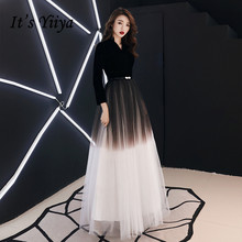 It's YiiYa-vestido de noche largo Formal con manga tres cuartos y cuello en V, Color negro degradado, para fiesta, E012 2024 - compra barato