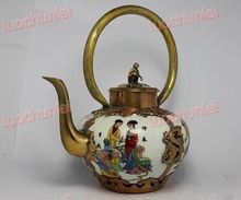 Pintura de dragão tibetano em bronze real, bule de chá branco, porcelana chinesa, trabalho a mão, decoração de jardim 100% 2024 - compre barato