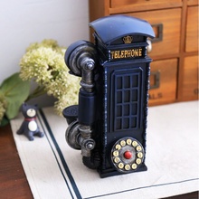 Telephone Booth Piggy Bank Retro Resin Craft Home Decor Figurines 2024 - buy cheap