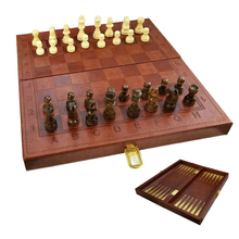 BSTFAMLY PU leather chess set, portable game of international chess, folding chessboard wooden chess pieces game I48 2024 - buy cheap