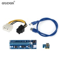 60cm USB 3.0 PCIe 1x to 16x PCI Express Extender Riser Card With IDE 4Pin molex to 6pin power cable for bitcoin mining BTC 2024 - buy cheap