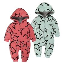 Newborn Hooded Overalls For Baby Cotton Start Print Romper Zipper Infant Jumpsuit Pagliaccetto Neonato Baby Clothing 0-2T 2024 - buy cheap