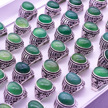 Anéis de pedra naturais verdes vintage de 20 partes, para homens e mulheres, nova moda, 2018, joias baratas 2024 - compre barato