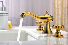 Золотой clour 8 "широко распространенный кран для раковины ванной комнаты кольцевые ручки смеситель кран Бесплатная доставка 2024 - купить недорого