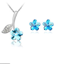 New 2015 Wholesale factory Direct Selling Flower Pendant Necklace Stud Earring For Women Wedding engagement Jewelry 2024 - buy cheap