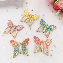 Cabujón de resina colorido con mariposa grande, parte trasera plana de diamantes de imitación, aplique de 1 Agujero, artesanía de boda, accesorios para el hogar, OW42, 10 Uds. 2024 - compra barato