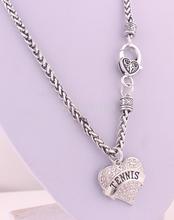 zinc alloy crystals TENNIS heart pendant with wheat link chain lobster clasp necklace 2024 - buy cheap