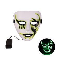 Máscara de néon led brilhante halloween crânio assustador máscara festa festival presente rímel acender cosplay traje máscaras 2024 - compre barato