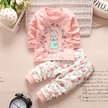 Conjunto de 2 unids/set de ropa para niñas recién nacidas, conjunto de ropa de otoño para bebés, pijamas de algodón de manga larga con conejo bonito 2024 - compra barato