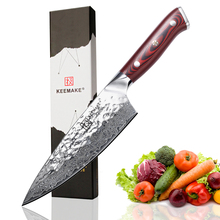 KEEMAKE High Quality 6.5'' Chef Knife Hammer Damascus AUS-10 Steel Blade Kitchen Knives G10 Handle Sharp Meat Slicing Chef Knife 2024 - buy cheap