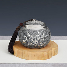 Latas de té de plata pura para el hogar, juego de té de kung-fu hecho a mano de plata pura con 999 flores y flores 2024 - compra barato
