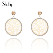 Shefly Tree Of Life Crystal Drop Earrings For Women Vintage Big Hollow Round Tree  Gold Earrings Party Jewelry Wholesale 2024 - buy cheap