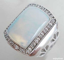 Blue Fire Opal-Anillo de cristal para hombre, color blanco, Talla: 8.9.10.11 2024 - compra barato