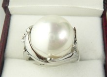 wholesale simple style noble 12mm white shell pearl  fashion ring(#7.8.9) 2024 - buy cheap
