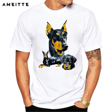 2019 AMEITTE Doberman T-Shirt Fashion dog pincher Printed T Shirt Summer Hipster Streetwear Tops Tee Camiseta 2024 - buy cheap