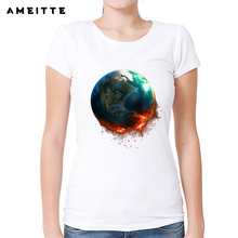AMEITTE 2019 Fashion Planet Explosion T Shirt Women's Creative Math Earth Print T-Shirt High Quality Hipster Female Tee Tops 2024 - buy cheap