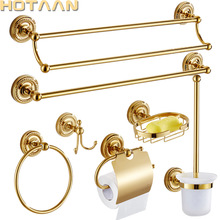 Conjunto de hardware de banheiro de bronze, suporte de escova de dentes polido dourado, suporte de papel, barra de toalha, acessórios de banheiro, suporte de toalha 2024 - compre barato